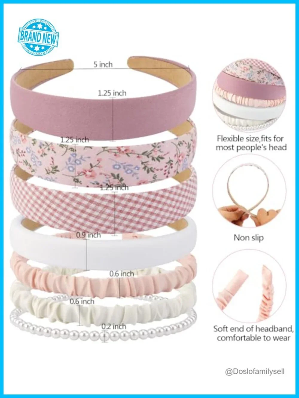 7 Pack Non Slip Hairbands Cute Croquett Headset for Girls Women Multi-style